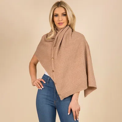 Fashnzfab Convertible Button Up Waffle Knit Shawl Cape Poncho In Multi