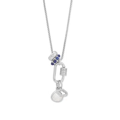 Fashnzfab Cool Clouds! 18" Rhodium Plated Charm Necklace In Pattern