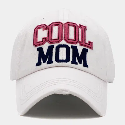 Fashnzfab Cool Mom Message Vintage Baseball Cap In White