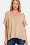 Fashnzfab Corded Rib Short Sleeve High-low T-shirt In Multi