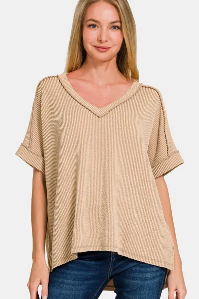 Fashnzfab Corded Rib Short Sleeve High-low T-shirt In Multi