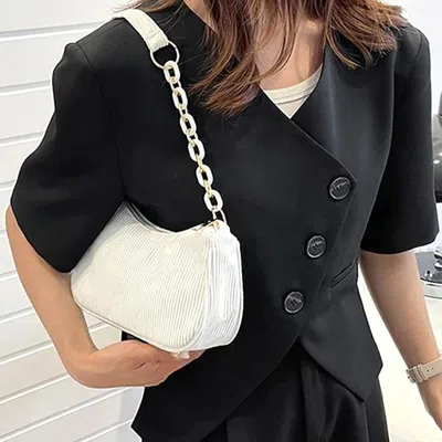 Fashnzfab Corduroy Shoulder Bag In White