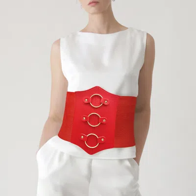 Fashnzfab Corset Elastic Belt In Red