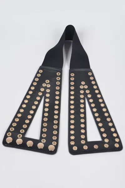 Fashnzfab Corset Stretch Belt W Eyelet In Black