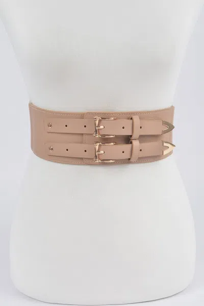 Fashnzfab Corset Stretch Belt W Two Buckles In Neutral