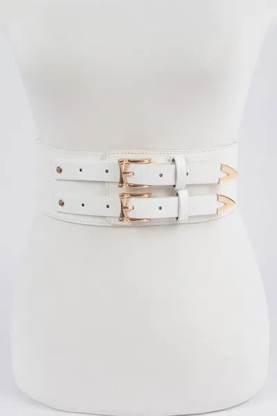 Fashnzfab Corset Stretch Belt W Two Buckles In White