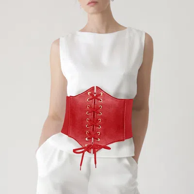 Fashnzfab Corset Stretch Elastic Belt In Red