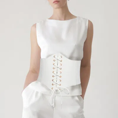 Fashnzfab Corset Stretch Elastic Belt In White