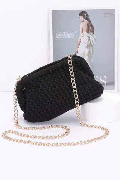 Fashnzfab Cotton Braided Clutch In Black