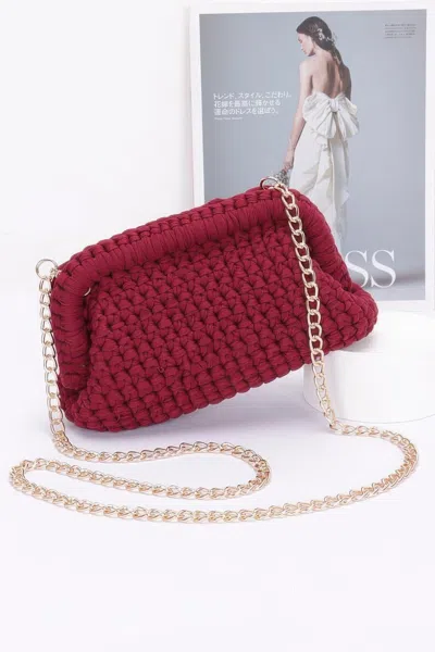 Fashnzfab Cotton Braided Clutch In Red