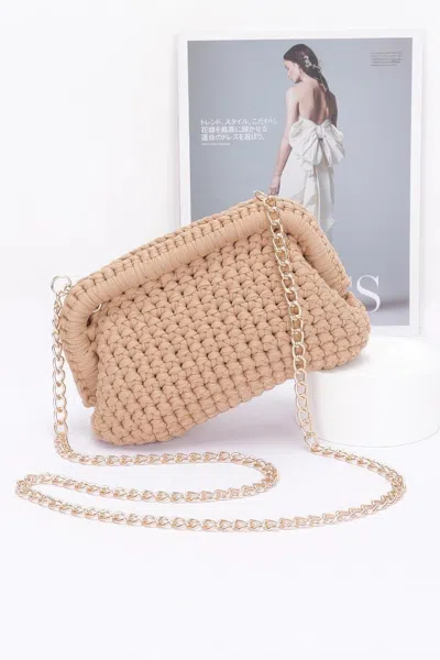 Fashnzfab Cotton Braided Clutch In Sand