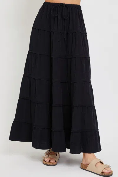 Fashnzfab Cotton Gauze Tiered Maxi Skirt