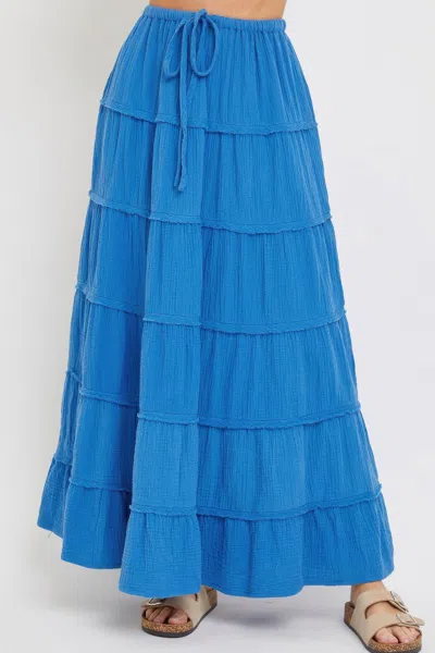 Fashnzfab Cotton Gauze Tiered Maxi Skirt