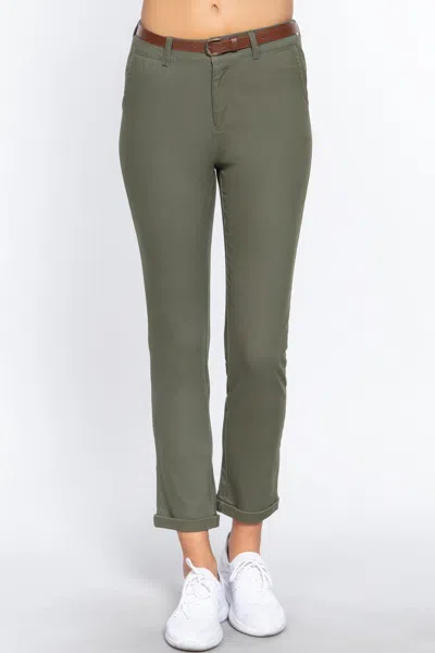Fashnzfab Cotton-span Twill Belted Long Pants In Multi