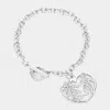 Fashnzfab Couple Accented Heart Charm Toggle Bracelet Rhodium In Multi