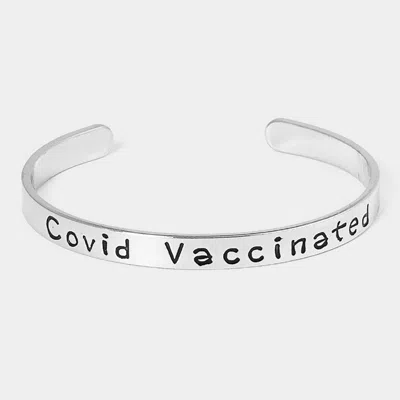Fashnzfab Covid Vaccinated White Gold Dipped Message Bracelet Rhodium In Multi