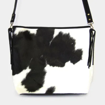 Fashnzfab Cow Patterned Crossbody Bag In Black