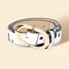 Fashnzfab Cow Patterned Faux Leather Belt In Multi