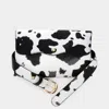 Fashnzfab Cow Patterned Faux Leather Fanny Pack / Belt / Crossbody Bag In Black