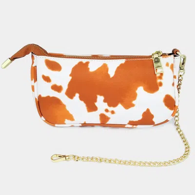 Fashnzfab Cow Patterned Faux Leather Shoulder Bag In Multi