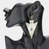 Fashnzfab Cow Patterned Genuine Fur Calf Arrow Dangle Earrings In White