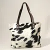Fashnzfab Cow Patterned Genuine Fur Calf Tote Bag / Shoulder Bag In Multi
