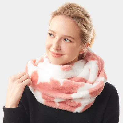 Fashnzfab Cow Patterned Infinity Scarf In Pink