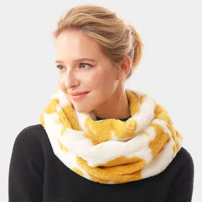 Fashnzfab Cow Patterned Infinity Scarf In Yellow