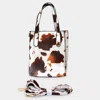 Fashnzfab Cow Patterned Rectangle Tote / Crossbody Bag In Brown