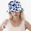 Fashnzfab Cow Patterned Reversible Bucket Hat In Blue