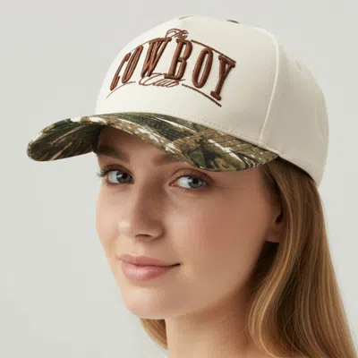 Fashnzfab Cowboy Embroidered Baseball Cap In Gold