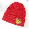 Fashnzfab Cowboy Hat Smile Accented Knit Beanie Hat In Red