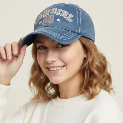 Fashnzfab Cowgirl 01 Message Bold Stitch Baseball Cap In Blue