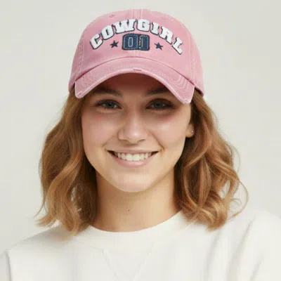 Fashnzfab Cowgirl 01 Message Bold Stitch Baseball Cap In Pink