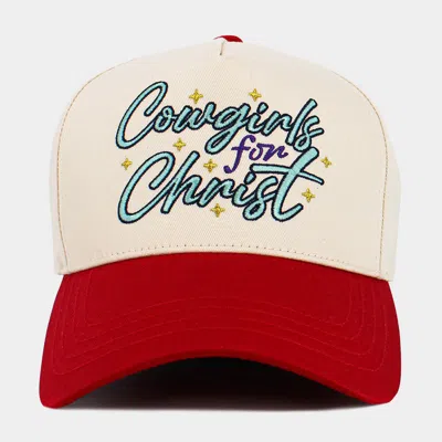 Fashnzfab Cowgirls For Christ Embroidered Baseball Hat In Red