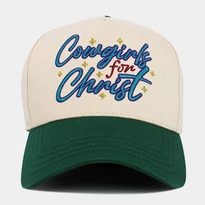 Fashnzfab Cowgirls For Christ Embroidered Baseball Hat In Green