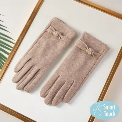 Fashnzfab Cozy Bow Knot Accent Smart Touch Gloves In Multi