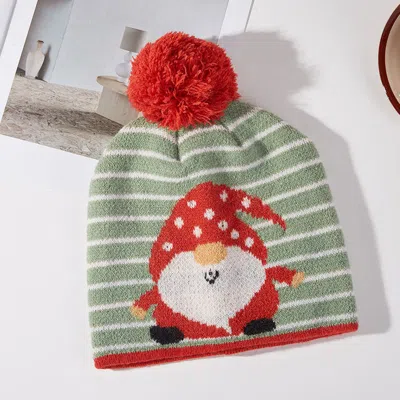 Fashnzfab Cozy Christmas Gnome Pom Pom Beanie Hat In Red