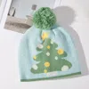 Fashnzfab Cozy Christmas Tree Pom Pom Beanie Hat In Green