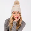 Fashnzfab Cozy Color Blocked Pom Pom Beanie Hat In Gray