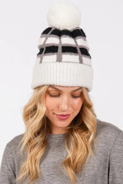 Fashnzfab Cozy Color Blocked Pom Pom Beanie In Multi