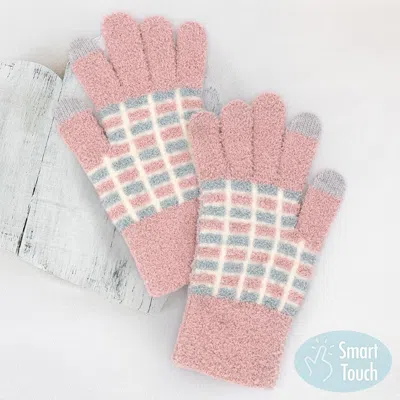 Fashnzfab Cozy Colorblocked Smart Touch Gloves In Pink