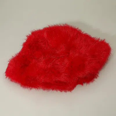 Fashnzfab Cozy Fluffy Fur Winter Bucket Hat In Red