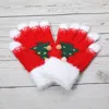 Fashnzfab Cozy Fuzzy Pom Pom Christmas Tree Accent Winter Gloves In Red