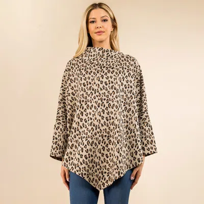 Fashnzfab Cozy Leopard Pattern Printed Poncho In Multi