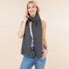 Fashnzfab Cozy Soft Brushed Raw Edge Trim Scarf / Poncho In Multi