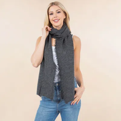 Fashnzfab Cozy Soft Brushed Raw Edge Trim Scarf / Poncho In Multi