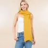 Fashnzfab Cozy Soft Brushed Raw Edge Trim Scarf / Poncho In Yellow