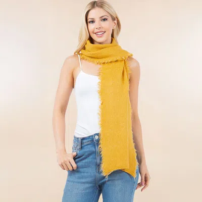 Fashnzfab Cozy Soft Brushed Raw Edge Trim Scarf / Poncho In Yellow