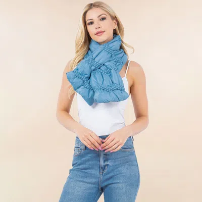 Fashnzfab Cozy Winter Quilted Puffer Scarf In Blue